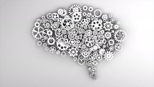 Brain Concept of Cogs and Gears Spinning Animation