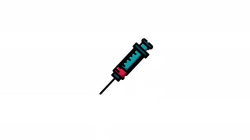 Flat Design Medical Syringe Animation with Blood Drop