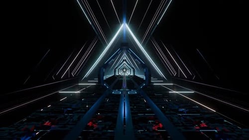 Abstract 3d Dreamlike Glowing Tunnel of Shifting Colors and Light