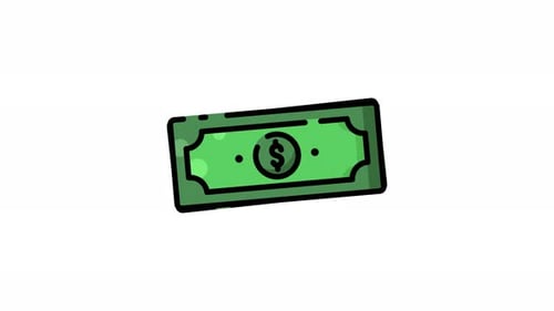 Green paper money stacks show dollar signs animation video design
