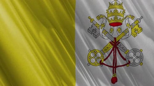 Waving Vatican City Flag with Realistic Fabric Texture