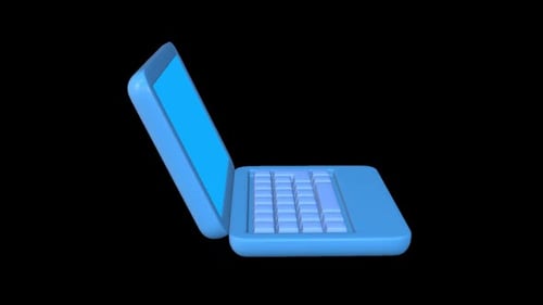 Modern 3D Blue Laptop Opening and Closing Animation