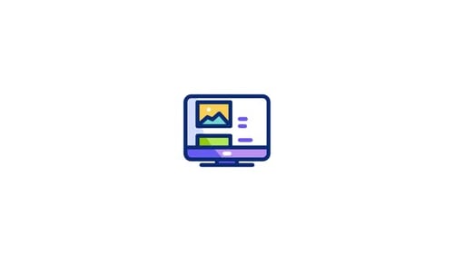 Flat Design Animated Monitor Icon for Web Technology