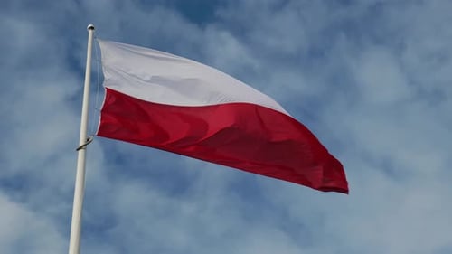 Red and White Flag Waving Proudly