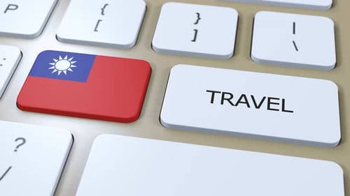 3D Animation of Taiwan Travel Key Pressed on Keyboard