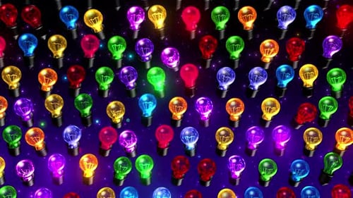Festive Colorful Blinking Light Bulb Background Animation