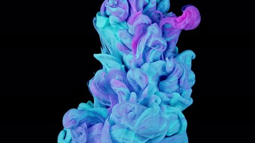 Abstract Plumes of Pink and Teal Ink