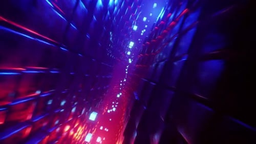 Futuristic Neon Digital Tunnel Flythrough Animation