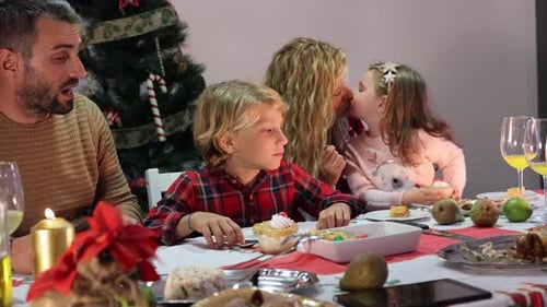 Festive Family Christmas Meal Celebration at Home