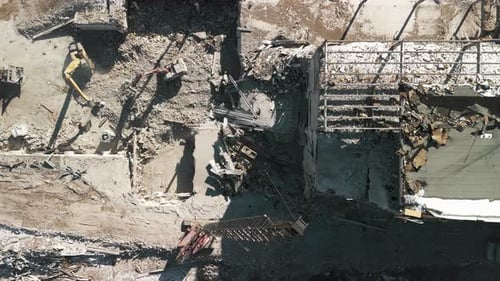 Aerial Top Down Footage of Destroyed Buildings Demolition of the Building Drone Shot of Destroyed