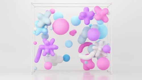 Abstract 3D Shapes Bouncing in a Cube Animation