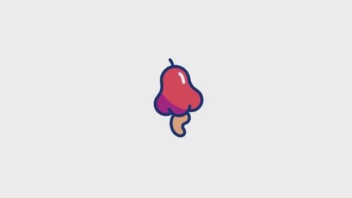 Animated Flat Design Cashew Fruit Icon Growth