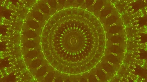 Green circular pattern glows brightly