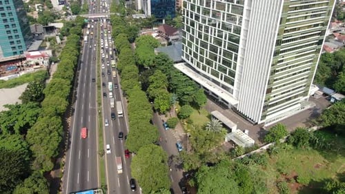 Aerial Jakarta Simatupang Drone Highway Freeway Drone View