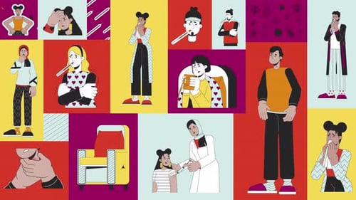 Illnesses seasonal animated bento grid layout