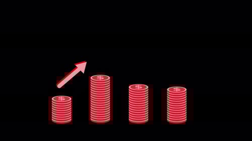 Financial Growth Bar Chart with Dollar Coins Flat Design Animation