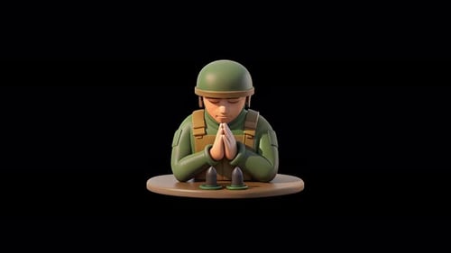 Ein Soldat betet dafür, den Krieg zu beenden - 4K