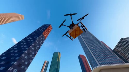 Lieferdrohnen fliegen über Städte