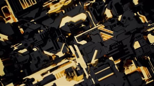 A Complex Circuit Board with Intricate Patterns and Metallic Components