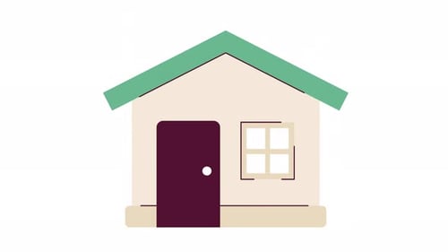 Animação de objetos 2D de construção de casas de um andar