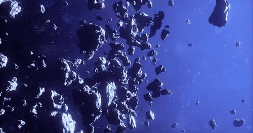 Asteroid Field Fly Through in Deep Space