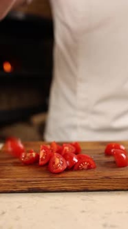 Chef prepares a delicious salad in a restaurant