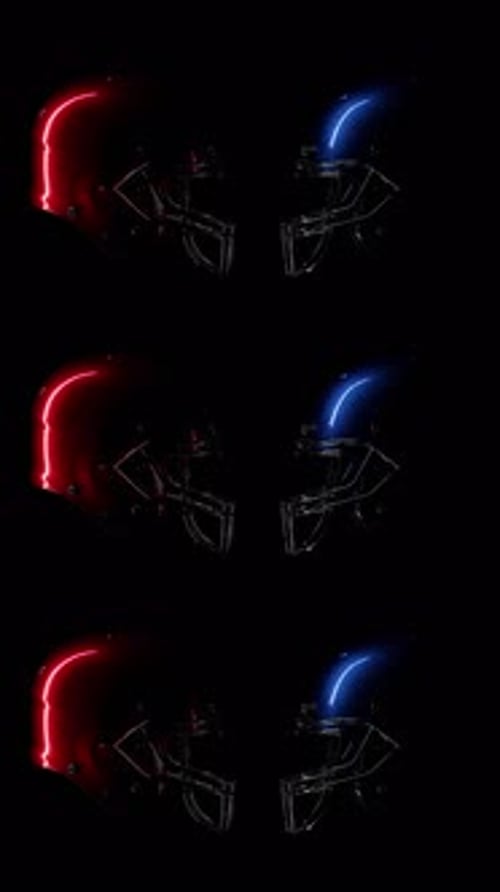 Glowing Neon American Football Helmets Reveal Animation