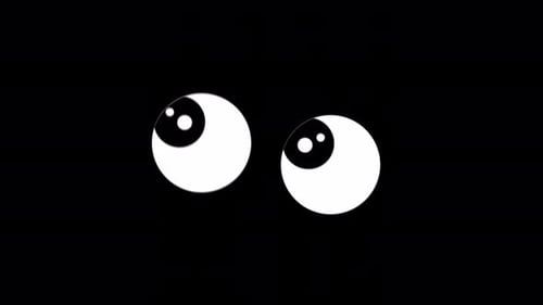 Cartoon Eye Looking Around Blinking Alpha Channel 4K