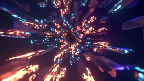 Futuristic Glowing Abstract Digital Tunnel Seamless Loop