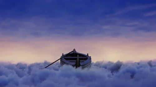 Surreal Boat Floating in Dreamy Sky Animation