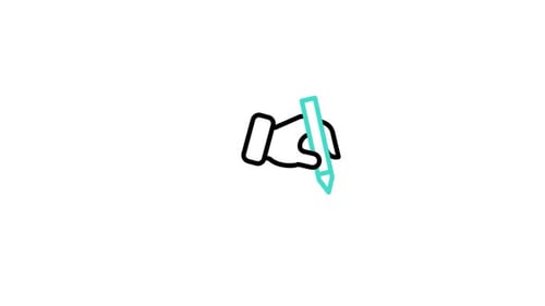 Animated Hand with Pen Icon Drawing a Line