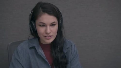young girl explaining strategy during online meeting