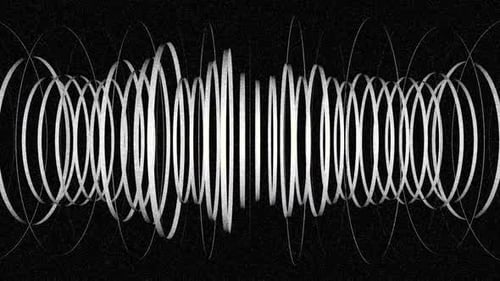 Abstract Geometric Tunnel of Particle Rings 3D Scientific Data Flow Illustration on Black Background