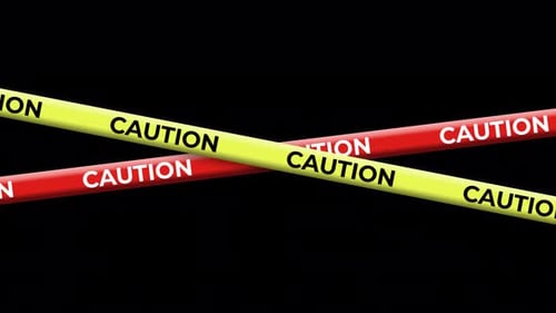 Animated Red and Yellow Caution Tapes Crossing Loop