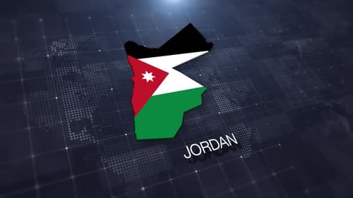 Animated Jordan Map with Flag on Digital World Background