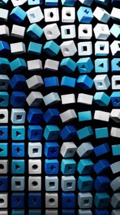 Abstract Geometric Cubes Rotating with Shapes Background Loop