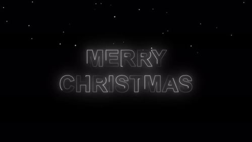 Glowing Neon Merry Christmas Text Animation