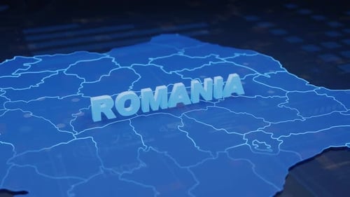 Animated Map of Romania with Geographic Information Display