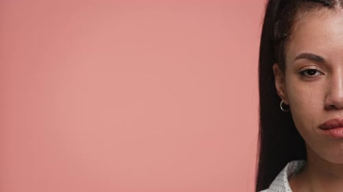 Beautiful Young Woman Portrait in Studio Close Up