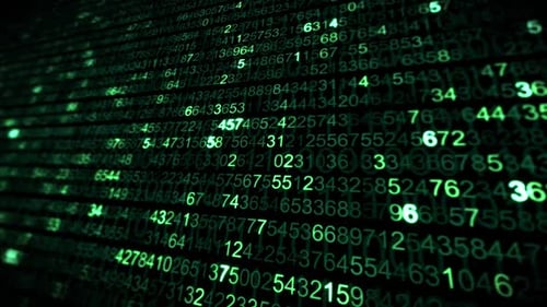 Numéros de vitesse aléatoires changeant sur fond vert