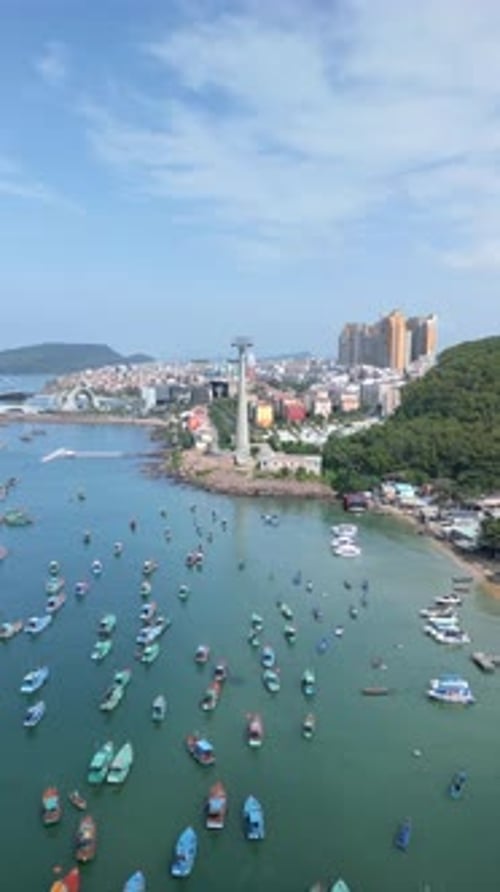 Aerial View of Cable Car on Phu Quoc Island Vietnam