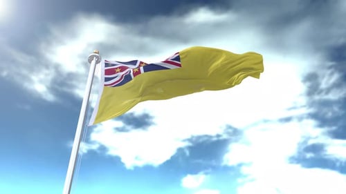Realistic Waving Flag Animation with Sunny Blue Sky