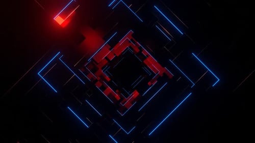 Red And Blue Abstract Squares Dimension Background Vj Loop In HD