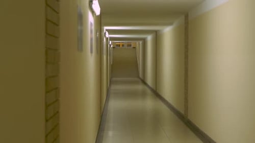 Long Empty Light Corridor or Hall
