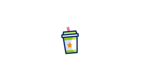 Animated Flat Design Drink Cup with Straw Icon
