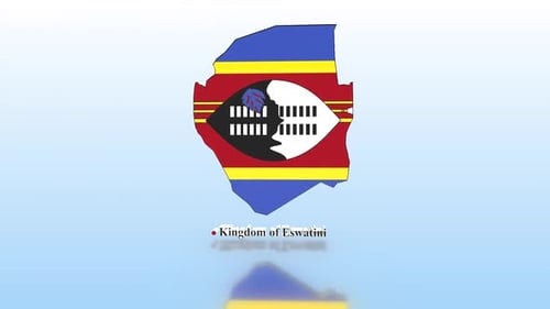 Animated 3D Map of Eswatini with Flag Reveal