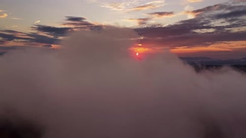 Aerial View of Clouds at Sunset