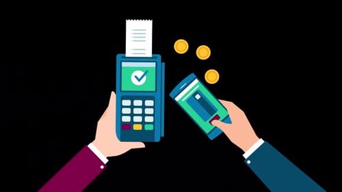 Animated Mobile Payment with POS Terminal Flat Design