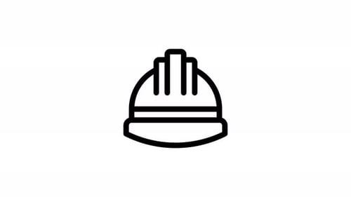 Minimalist Hard Hat Safety Icon Line Animation