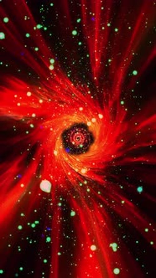 Futuristic Space Tunnel Vortex with Flowing Particles